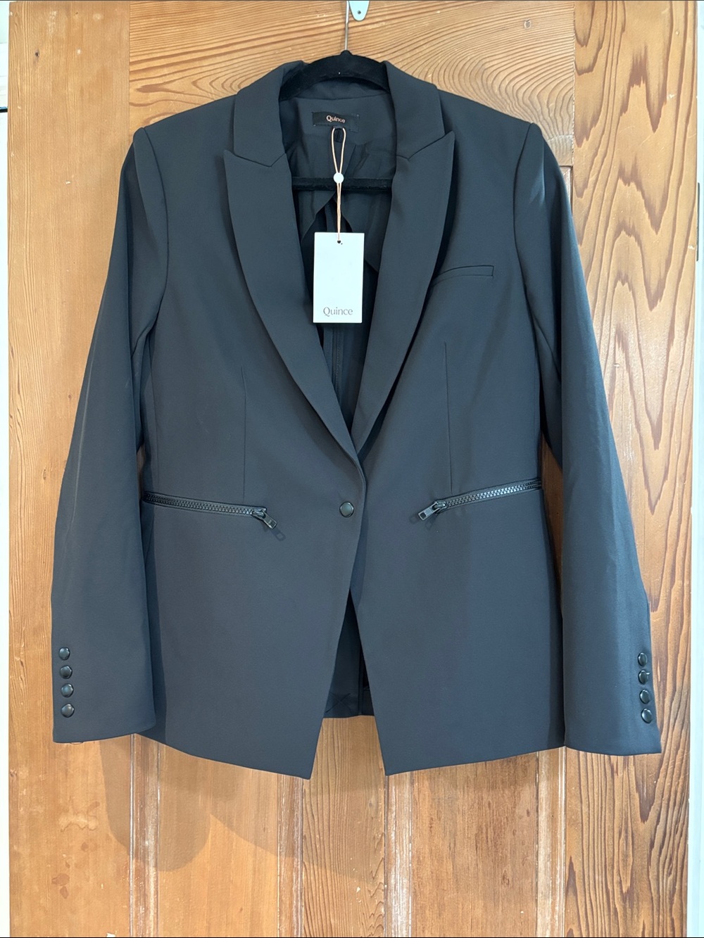 NWT Quince Black Single-Button Lapel Blazer Size M